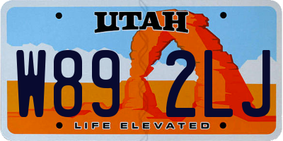 UT license plate W892LJ