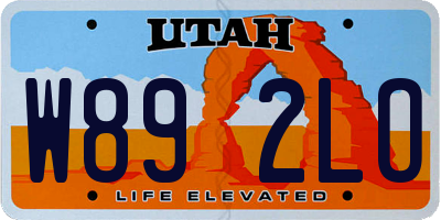 UT license plate W892LO