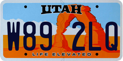 UT license plate W892LQ
