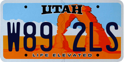 UT license plate W892LS
