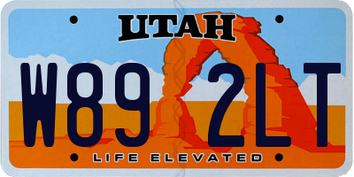 UT license plate W892LT