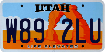 UT license plate W892LU