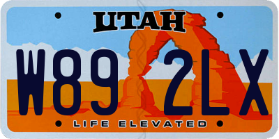 UT license plate W892LX