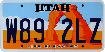 UT license plate W892LZ