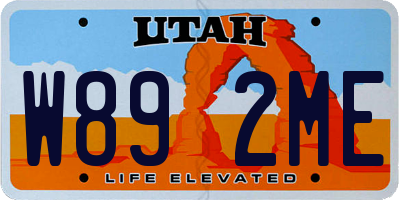 UT license plate W892ME