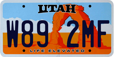 UT license plate W892MF