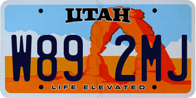 UT license plate W892MJ