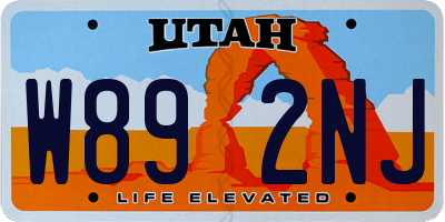 UT license plate W892NJ