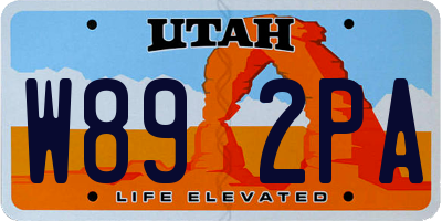 UT license plate W892PA