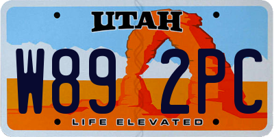 UT license plate W892PC