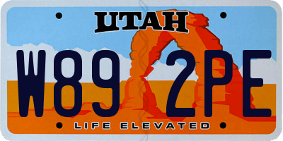 UT license plate W892PE