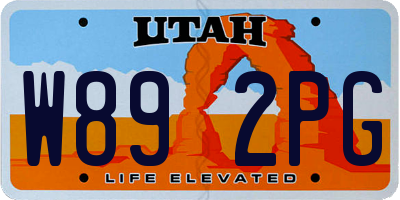 UT license plate W892PG