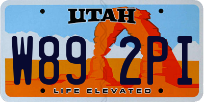 UT license plate W892PI