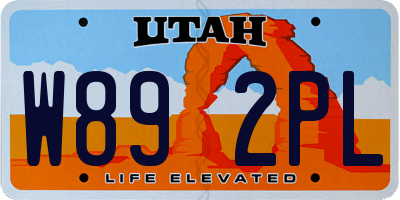 UT license plate W892PL