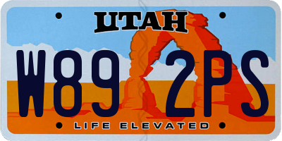 UT license plate W892PS