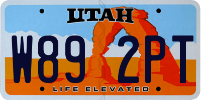 UT license plate W892PT