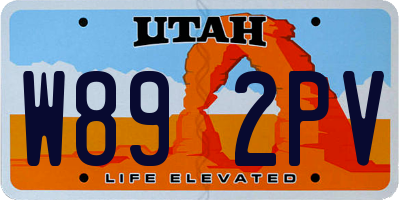 UT license plate W892PV