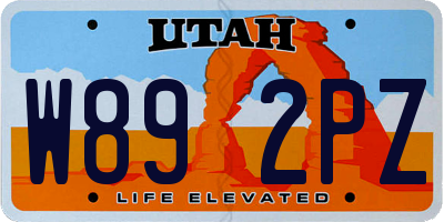 UT license plate W892PZ
