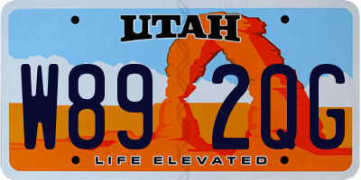 UT license plate W892QG