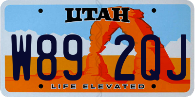 UT license plate W892QJ