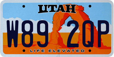 UT license plate W892QP