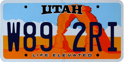 UT license plate W892RI