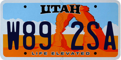 UT license plate W892SA