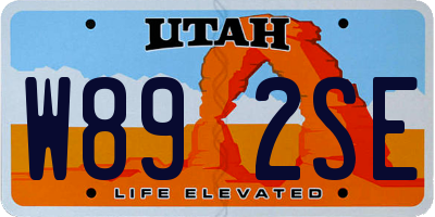 UT license plate W892SE