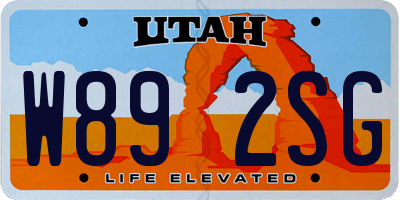 UT license plate W892SG