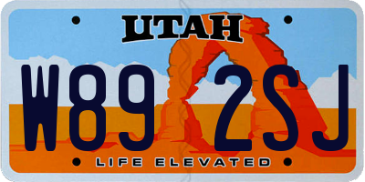 UT license plate W892SJ