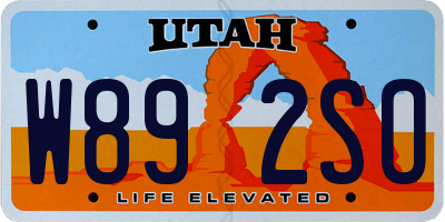 UT license plate W892SO