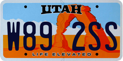 UT license plate W892SS