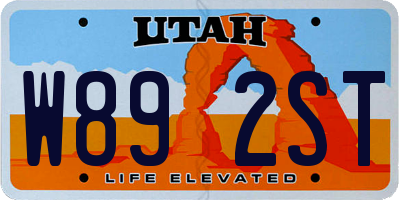 UT license plate W892ST