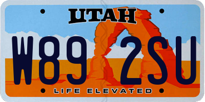UT license plate W892SU