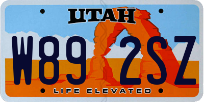 UT license plate W892SZ