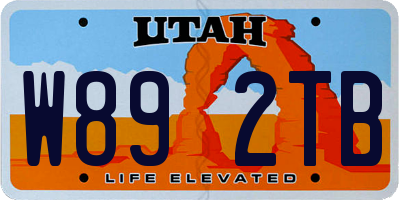 UT license plate W892TB