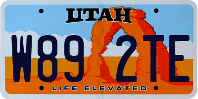 UT license plate W892TE