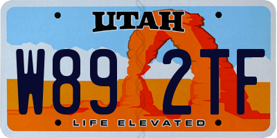 UT license plate W892TF