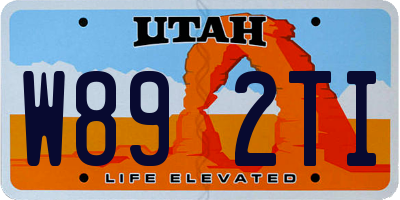 UT license plate W892TI