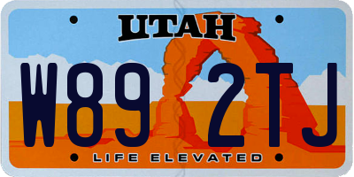 UT license plate W892TJ