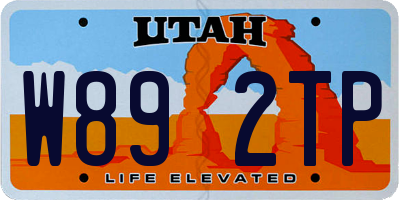 UT license plate W892TP