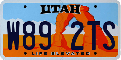 UT license plate W892TS