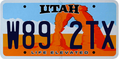 UT license plate W892TX