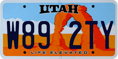 UT license plate W892TY
