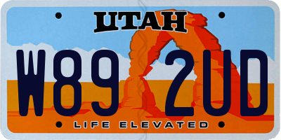 UT license plate W892UD