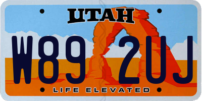 UT license plate W892UJ