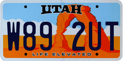 UT license plate W892UT