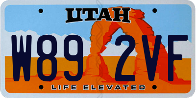 UT license plate W892VF