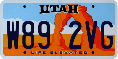 UT license plate W892VG