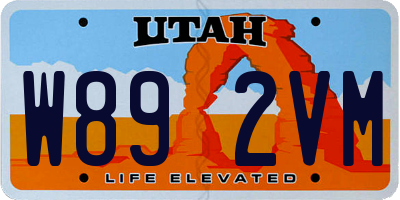 UT license plate W892VM